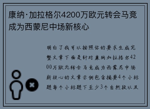 康纳·加拉格尔4200万欧元转会马竞 成为西蒙尼中场新核心
